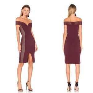 𝅺🤩🤩Nicholas Cold Shoulder Bandage Dress Knee-Length Plum
 US 4